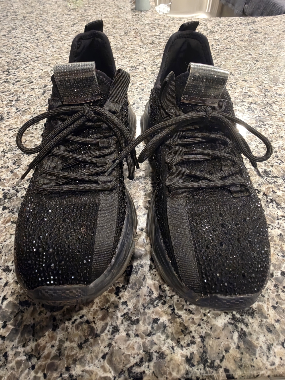 Steve Madden Black Sparkle Lace-Up Sneakers
